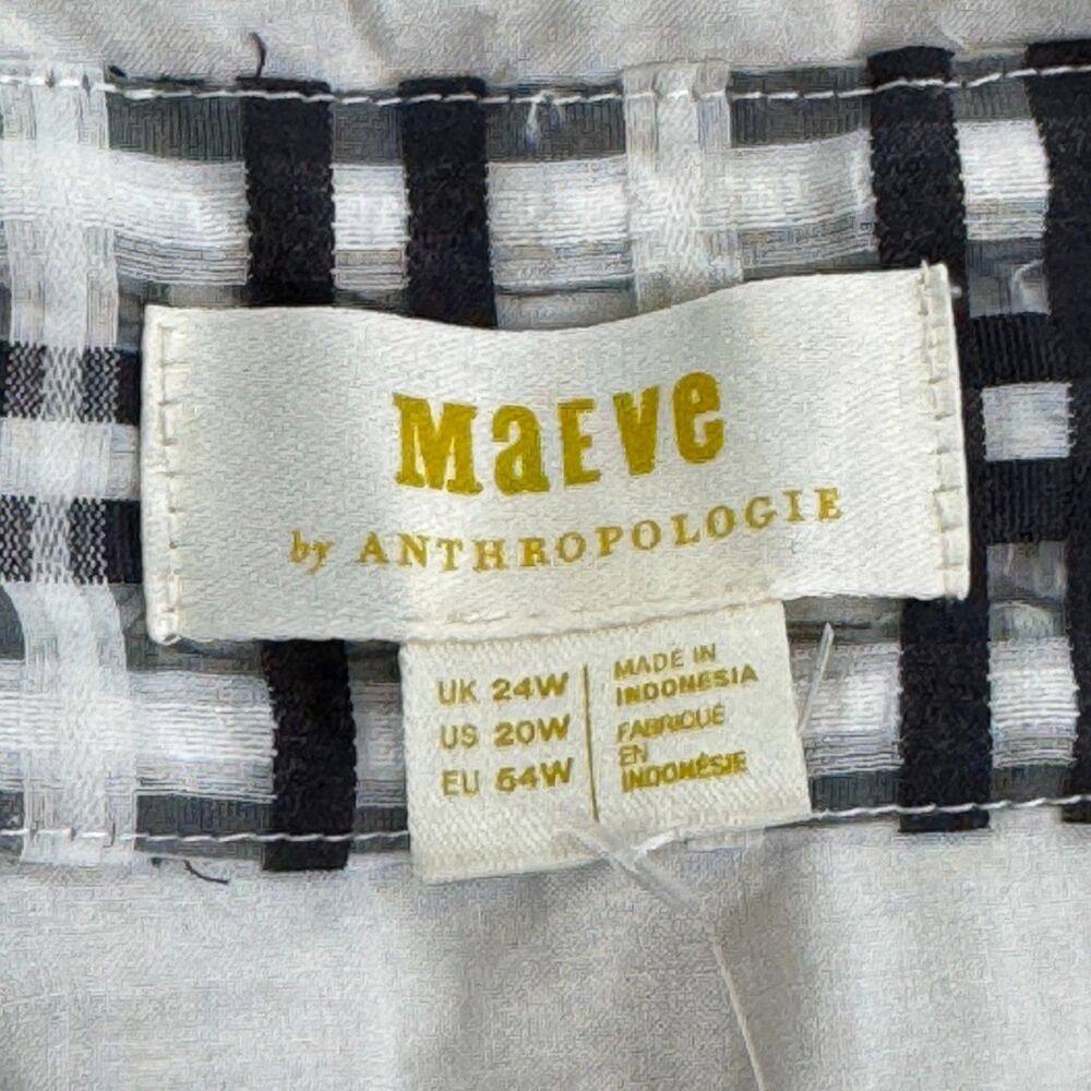 Maeve by Anthropologie Plus Size Black White Plaid Flounce Mini Shirt Dress NEW - Picture 5 of 12